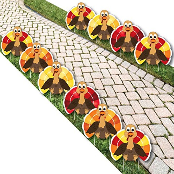 Thanksgiving Turkey - Turkey Lawn Decorations - Outdoor Fall Harvest Yard Decorations for Thanksgiving - 10 Piece (Amazon)