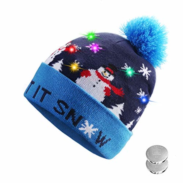TAGVO LED Light Up Hat Beanie Knit Cap Colorful LED Xmas Christmas Beanie