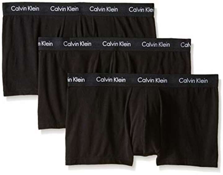 Calvin Klein Men&#039;s Cotton Stretch 3 Pack Low Rise Trunks, Black, Medium