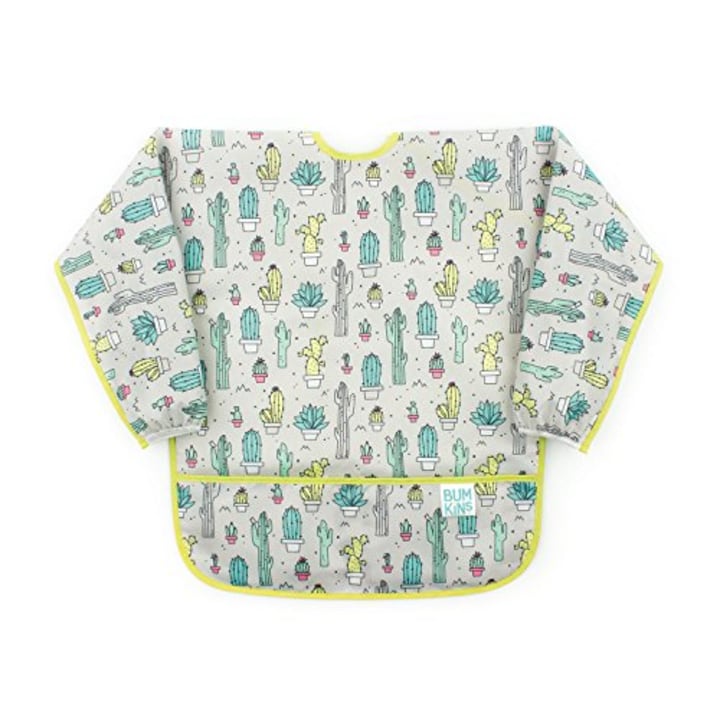 Bumkins Kids Long Sleeve Smock, Waterproof, Art, Crafts, Play, Washable, Stain and Odor Resistant, 3-5 Years -  Cactus