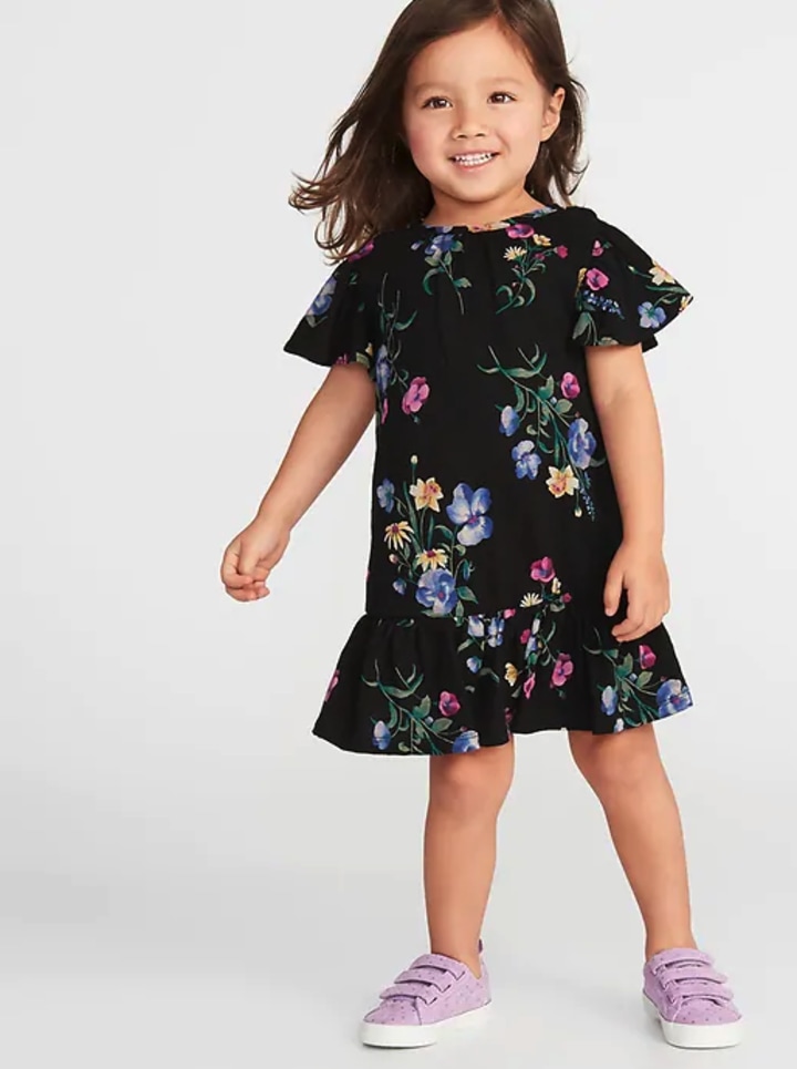 Slub-Knit Flutter-Sleeve Dress for Toddler Girls