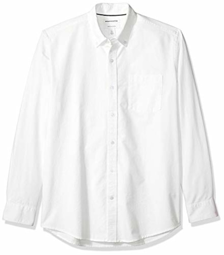 Amazon Essentials Men&#039;s Long-Sleeve Solid Pocket Oxford Shirt