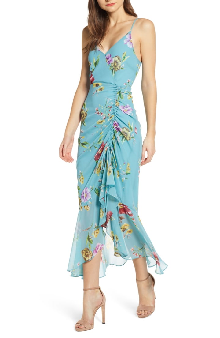 Astr The Label Floral Ruched Front Maxi Dress