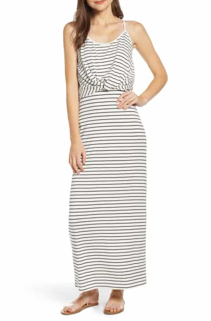 BP Twist Front Stripe Maxi Dress