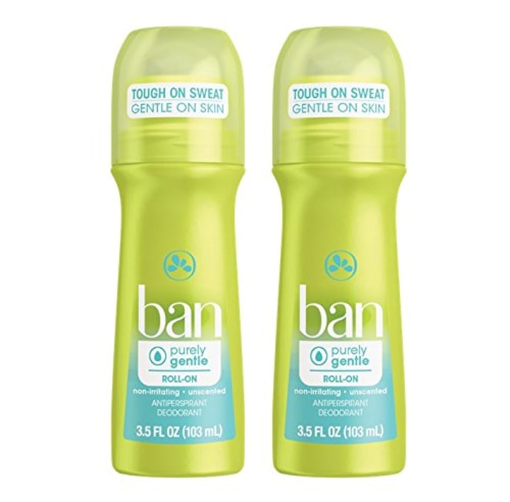 Ban Roll-On Antiperspirant Deodorant, Purely Gentle, 3.5 oz (Pack of 2)