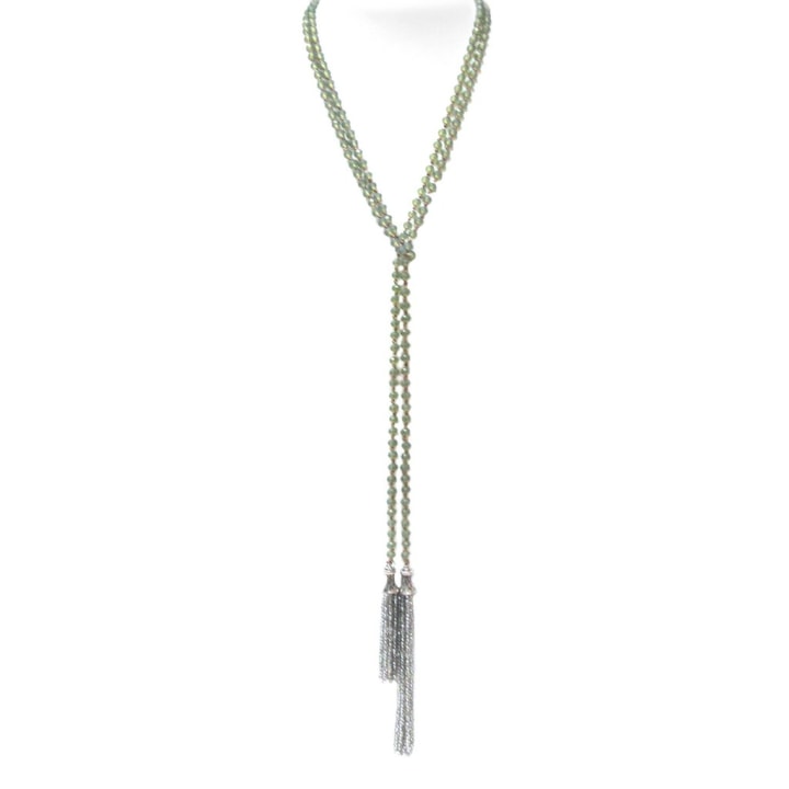 Beaded Tassel Lariat Necklace