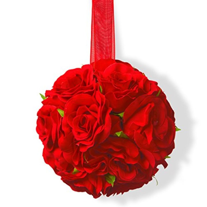 National Tree Set of 4 5 Inch Valentine Red Rose Ball D?cor (RAV-15529KB5)