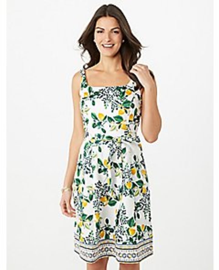 Lemon Fit-and-Flare Dress