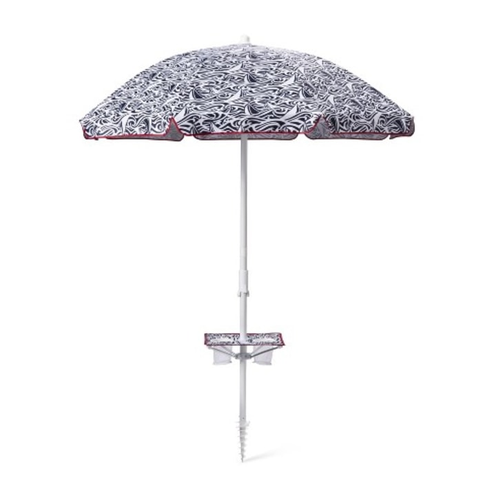 6&#039; Rough Seas Beach Umbrella with Drink Holder - Navy/White - vineyard vines(R) for Target