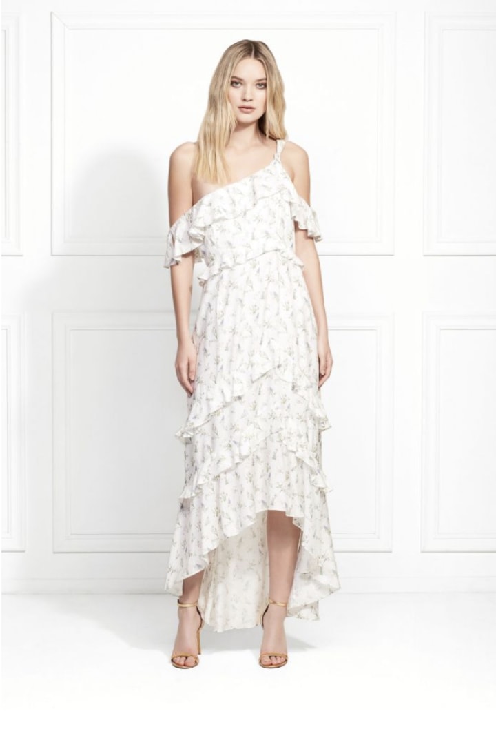 Jillian Lilac Printed Midi Dress