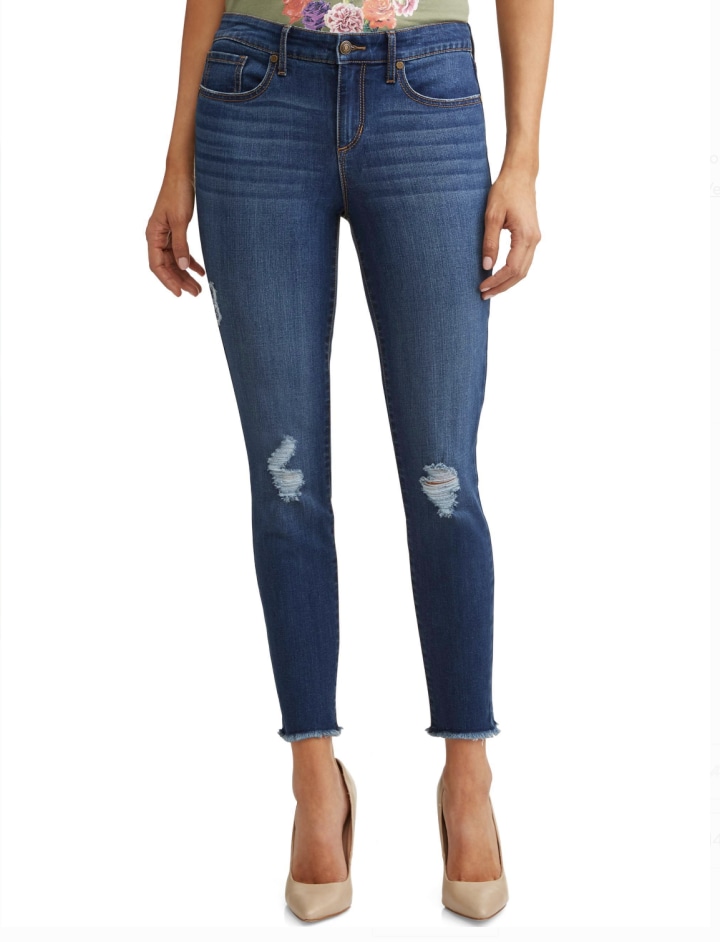 Sofia Skinny Destructed Mid Rise Ankle Jeans