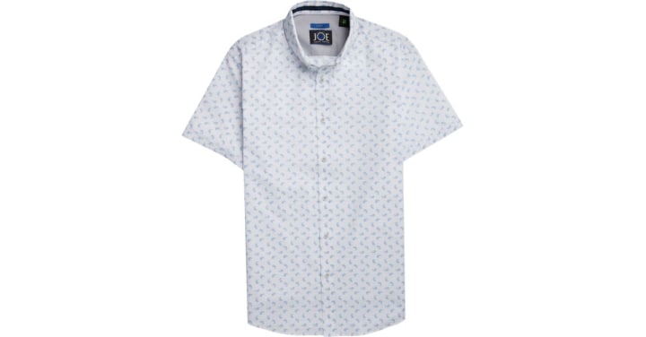 JOE Joseph Abboud Repreve(R) White &amp; Blue Paisley Short Sleeve Sport Shirt