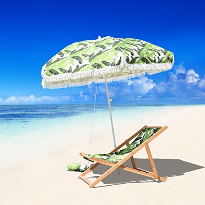 Astella Lush Paradise 6.5 ft. Beach Umbrella with Carry Bag and Sand Bag