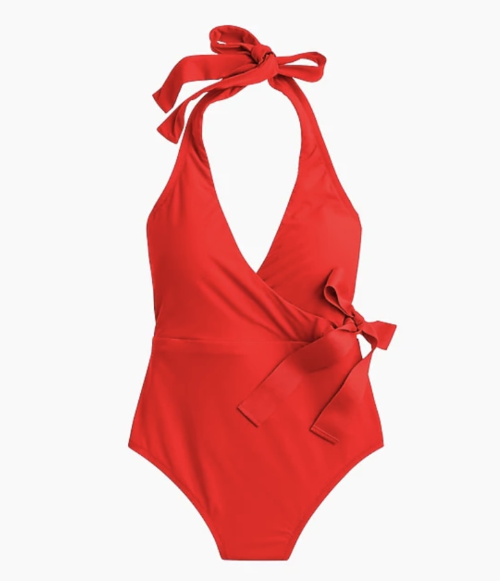Halter wrap one-piece swimsuit