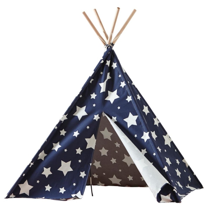 Cotton Canvas Blue with White Stars Indoor Children&#039;s Teepee