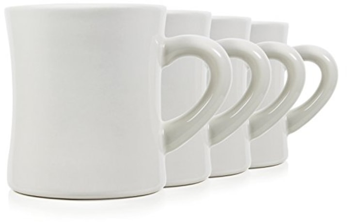 Serami White Cream Diner Mugs, Set of 4