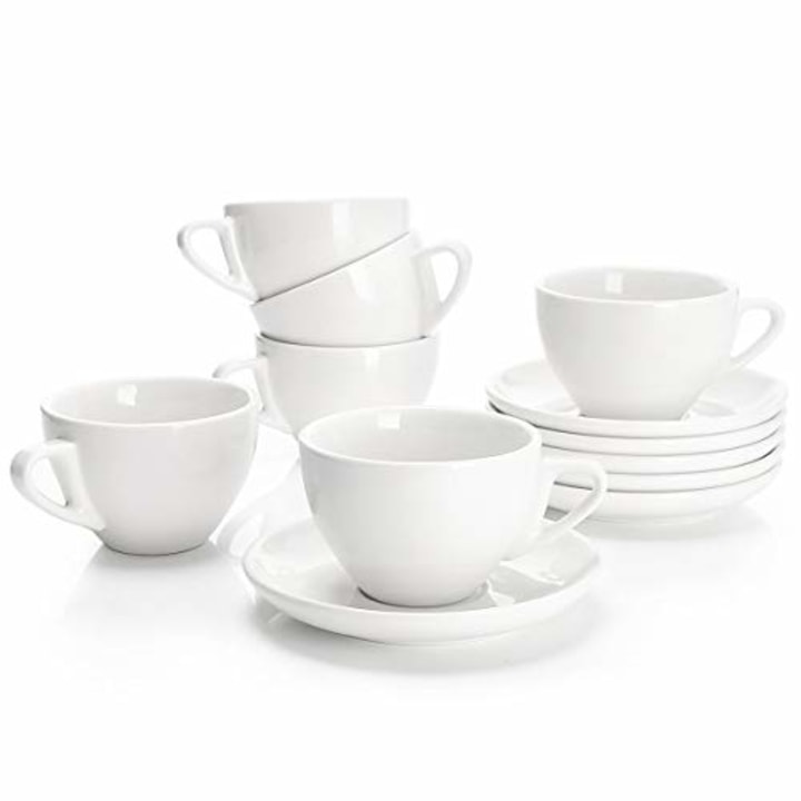 Sweese Porcelain Cappuccino Cups with Saucers