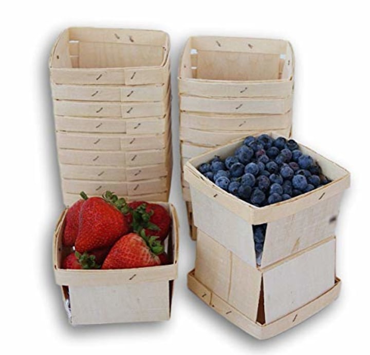 Pint Square Vented Wooden Berry Baskets