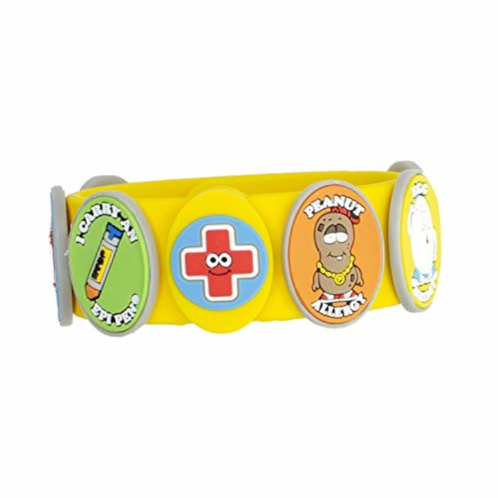 Food Allergy Bracelets for Kids - Bright, Fun Medical Charm Kit: Yellow Silicone Bracelet, Multiple Food Allergy Charms: Peanut, Nut, Dairy, Egg, Wheat &amp; Epi Pen Charm, Medical Alert Bracelet for Kids