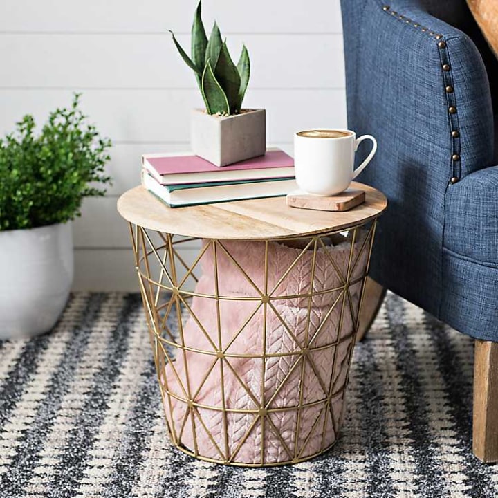 New! Small Metallic Nested Basket Table