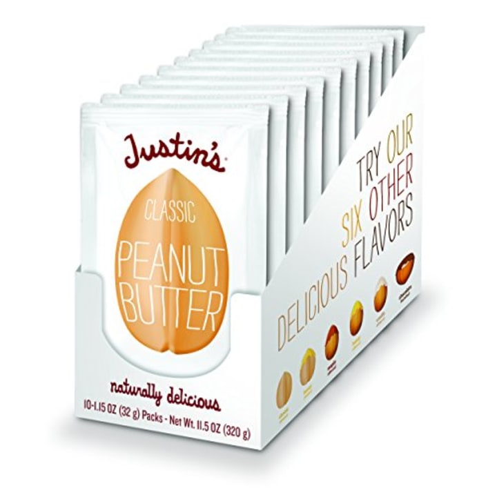 Justin&#039;s Classic Peanut Butter Squeeze Packs, Only Two Ingredients, Gluten-free, Non-GMO, Responsibly Sourced, Pack of 10 (1.15oz each)