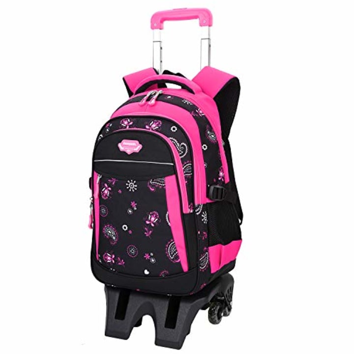 Rolling Bckpack for Girls, Fanspack Kids Rolling Backpack with Wheels Roller Backpack