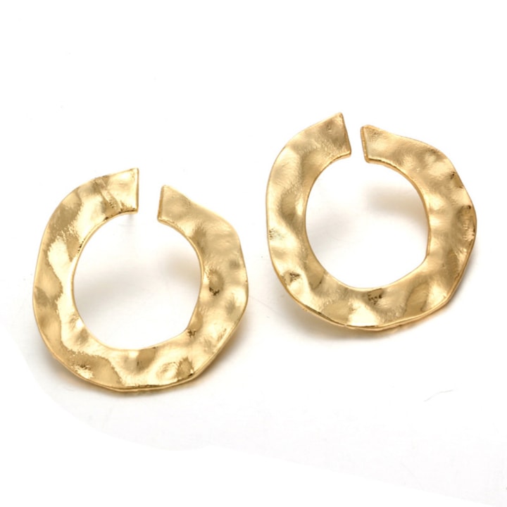 Iuhan Vintage Gold Punk Twisted Round Stud Earrings