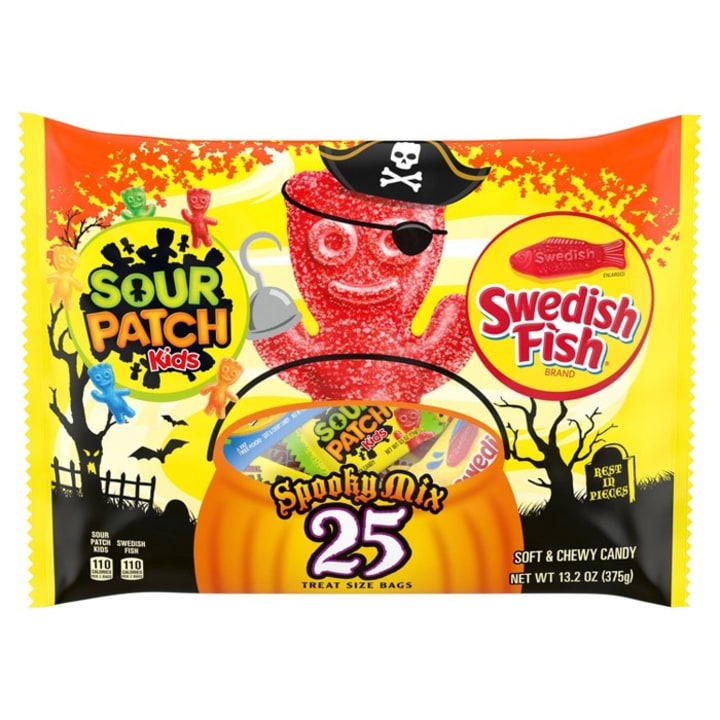 Sour Patch Kids &amp; Swedish Fish Halloween Treat Size Laydown Bag - 13.2oz / 25ct