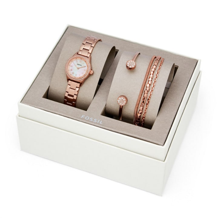 Blythe Rose Gold-Tone Stainless Steel Watch and Jewelry Gift Set