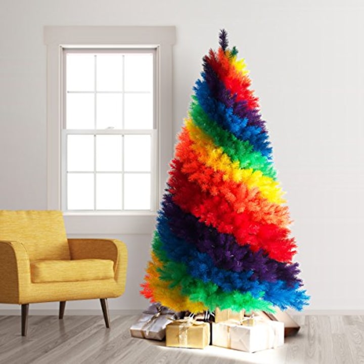 Treetopia Color Burst Rainbow Christmas Tree, 7 Feet, Unlit
