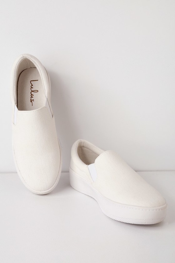 Dylann White Slip-On Flatform Sneakers