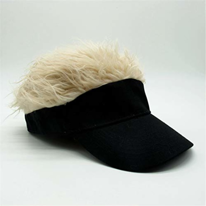 Kafeimali Men&#039;s Novelty Adjustable Visor Wig Skull Turban Cap Knit Hip Hop Hat (Black K)
