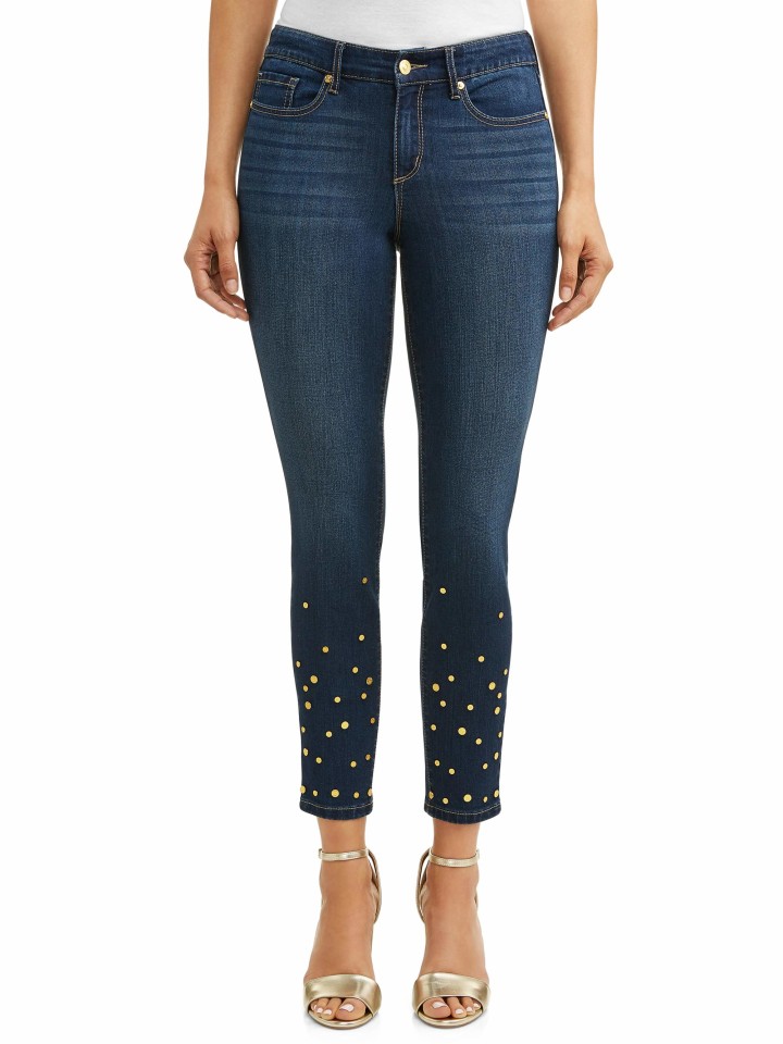 Studded Mid-Rise Ankle Jean