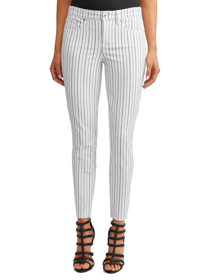 Pinstripe Mid-Rise Ankle Jean