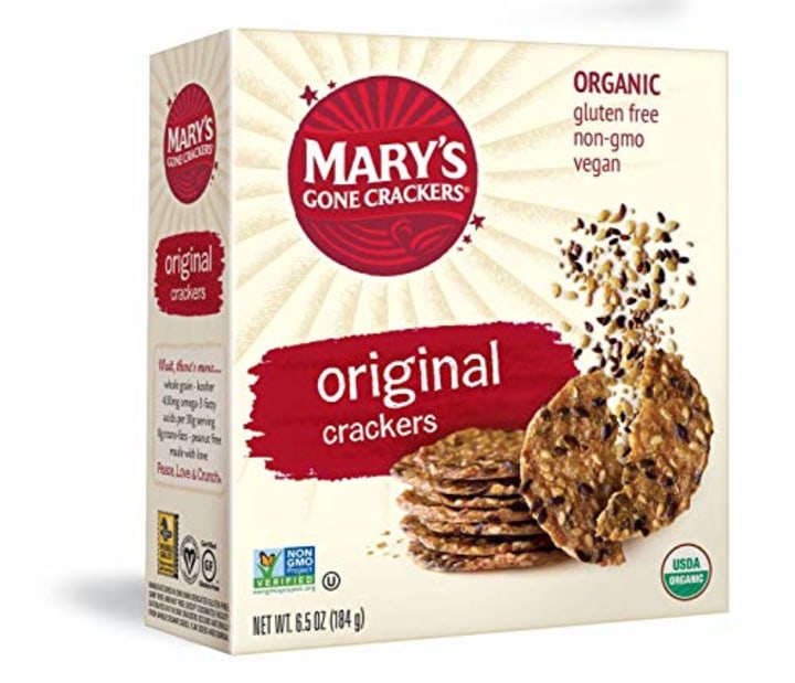 Mary&#039;s Gone Crackers Original Crackers, Organic Brown Rice, Flax &amp; Sesame Seeds (Pack of 6)