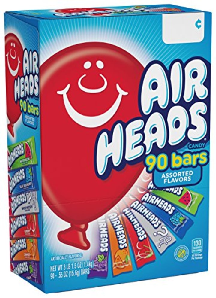 AirHeads Bars, Chewy Fruit Candy, Variety Pack, Party, Halloween, 90 Count (Packaging May Vary) (Amazon)