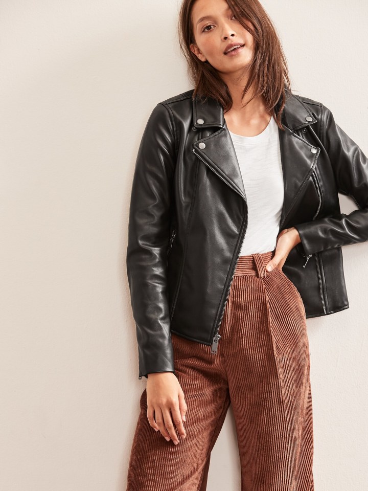 gap leather moto jacket women's