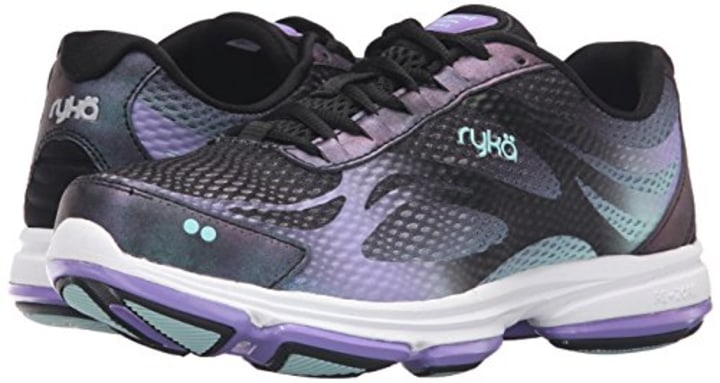 Ryka Women&#039;s Devotion Plus 2 Walking Shoe, Black/Purple, 7.5 M US