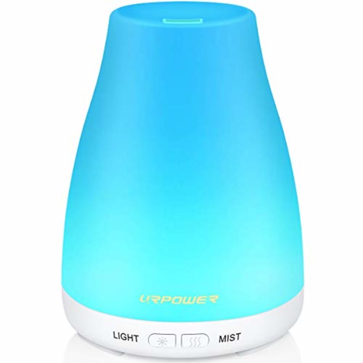 URPOWER 2nd Version Essential Oil Diffuser Aroma Essential Oil Cool Mist Humidifier with Adjustable Mist Mode,Waterless Auto Shut-off and 7 Color LED Lights Changing for Home (White)