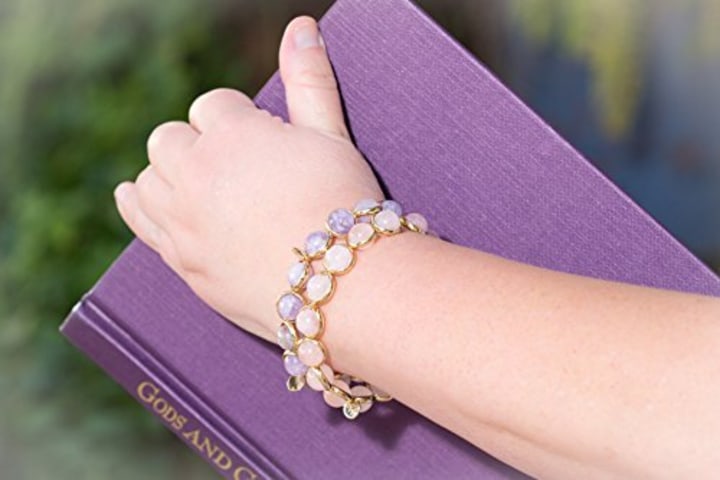 BRETT LAUREN Rose Quartz 10mm Smooth Stone Bead Handmade Bracelet for Women