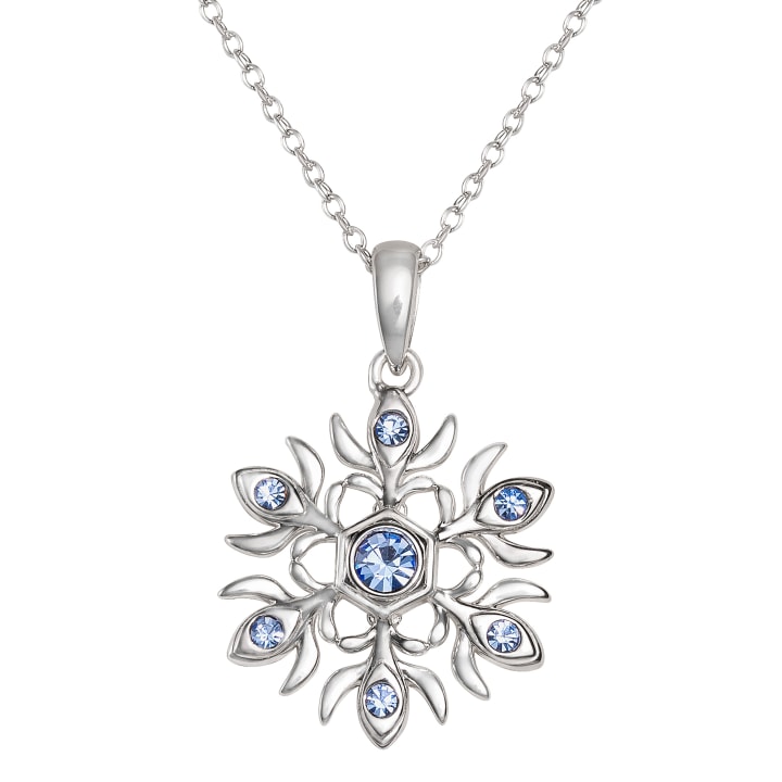 Disney Frozen Sterling Silver Snowflake Crystal Pendant, 16&quot; + 2&quot; Extender