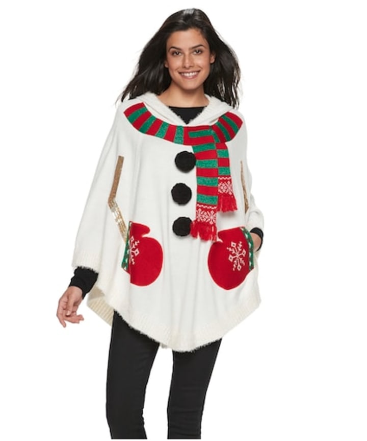 Hooded Holiday Poncho