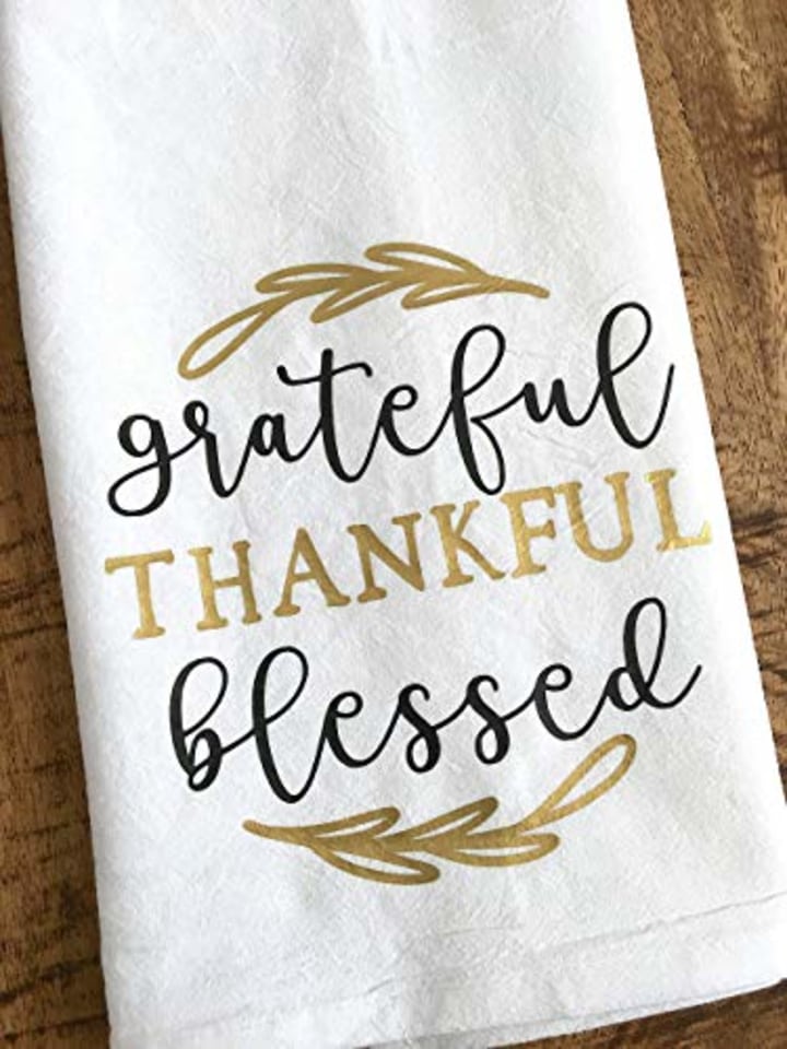 Grateful Thankful Blessed Kitchen Towel Thanksgiving Gift