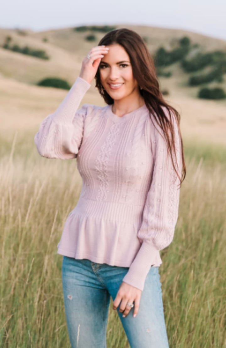 Cable Knit Peplum Sweater