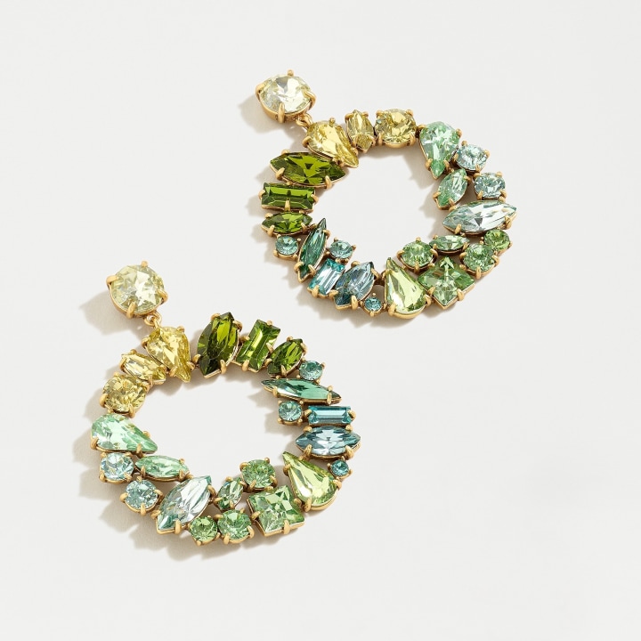 Mixed crystal circle statement earrings