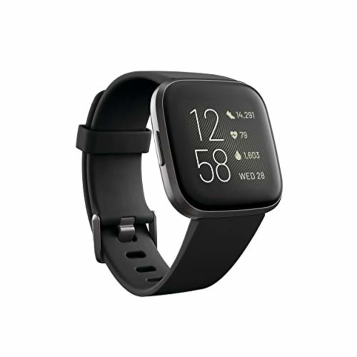 Fitbit Versa 2 Health &amp; Fitness Smartwatch with Heart Rate, Music, Alexa Built-in, Sleep &amp; Swim Tracking, Black/Carbon, One Size (S &amp; L Bands Included)