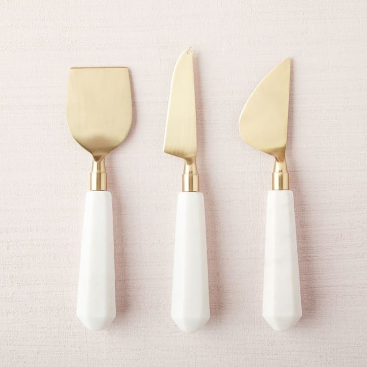 Marble + Brass Cheese Knives (Set of 3)