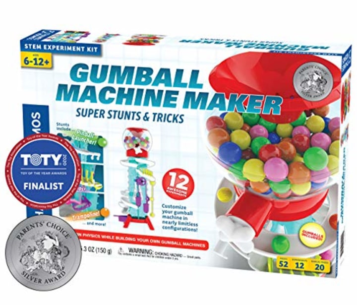 Thames &amp; Kosmos Gumball Machine Maker Lab - Super Stunts &amp; Tricks Science Kit, Build Your Own Gumball Machines with Lessons in Physics &amp; Engineering | 12 Experiments | Includes Delicious Gumballs