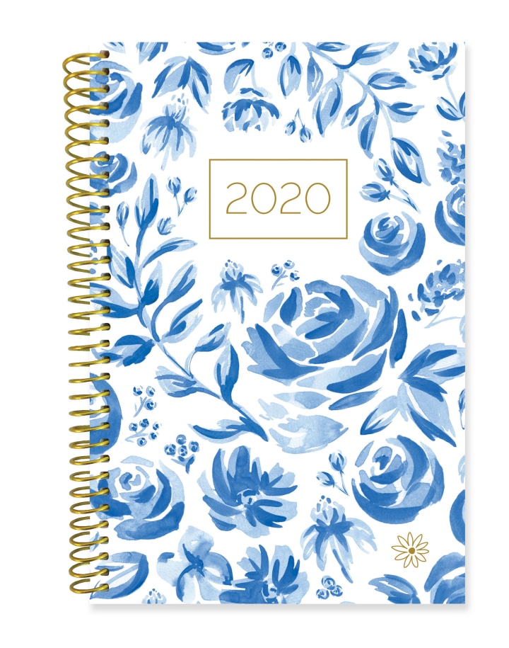 2020 Soft Cover Daily Planner &amp; Calendar, Blue &amp; White Floral