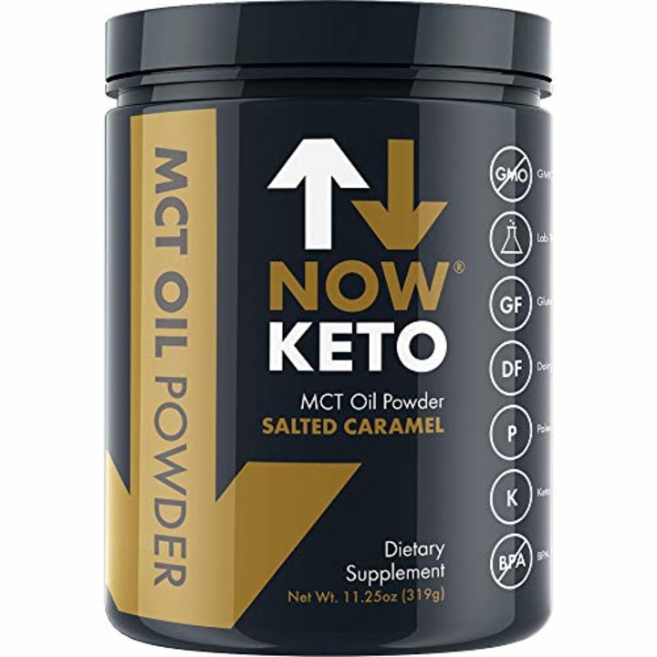 NOW KETO(R) Keto MCTs Oil Powder from Coconuts | Low Carb High Fat | Medium Chain Triglyceride | Ketogenic Diet Supplement | Boosts Ketones for Keto Diet. Great Keto Coffee Creamer. (Salted Caramel)